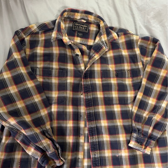 Abercrombie & Fitch Navy and Yellow Plaid Shirt Vintage - Picture 1 of 7